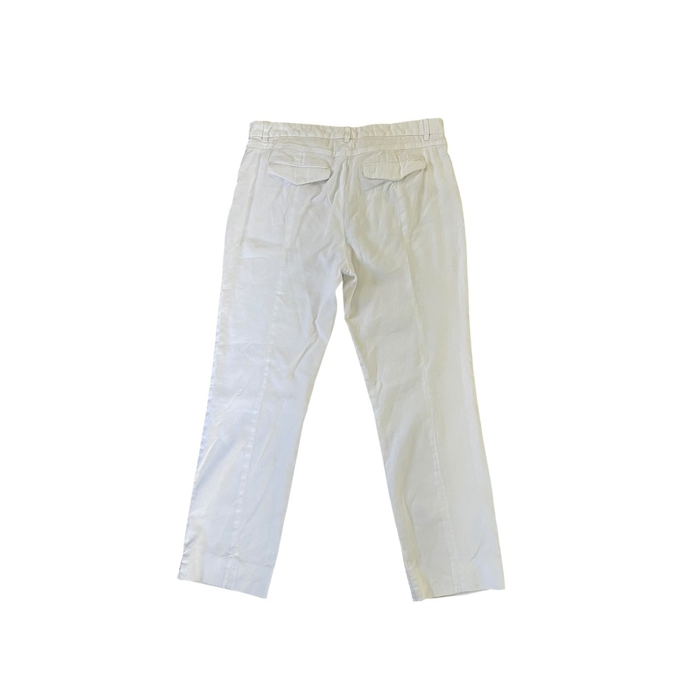 Loro Piana White Linen Cotton Blend Straight Leg Trousers Pants Made in Italy 46 - Picture 2 of 4